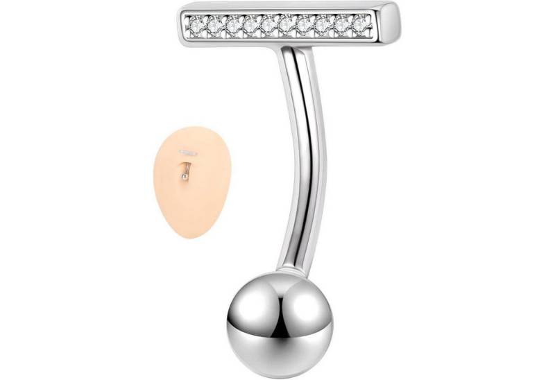 ZS Bauchnabelpiercing-Set 14G 925 Sterling Silber Reverse Curved Nabelringe für Frauen von ZS