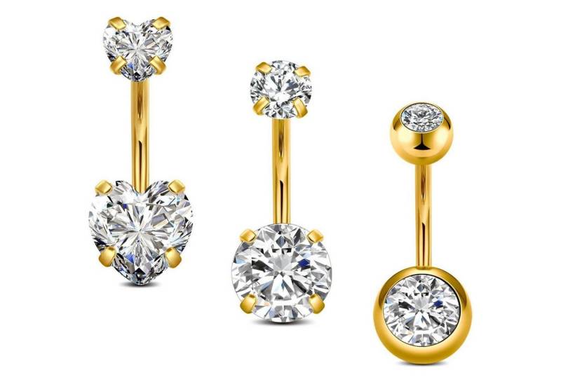 FECTAS Bauchnabelpiercing-Set 14G Bauchnabelpiercing 10mm Silber Chirurgenstahl Set Stein Damen von FECTAS