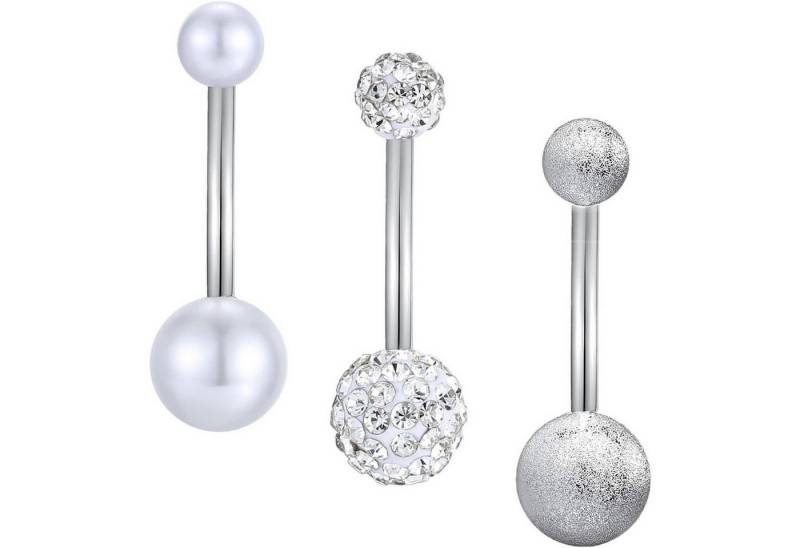 Besyvvin Bauchnabelpiercing-Set 3er Bauchnabelpiercing Set Chirurgenstahl Zirkonia 14 Gauge 16mm von Besyvvin