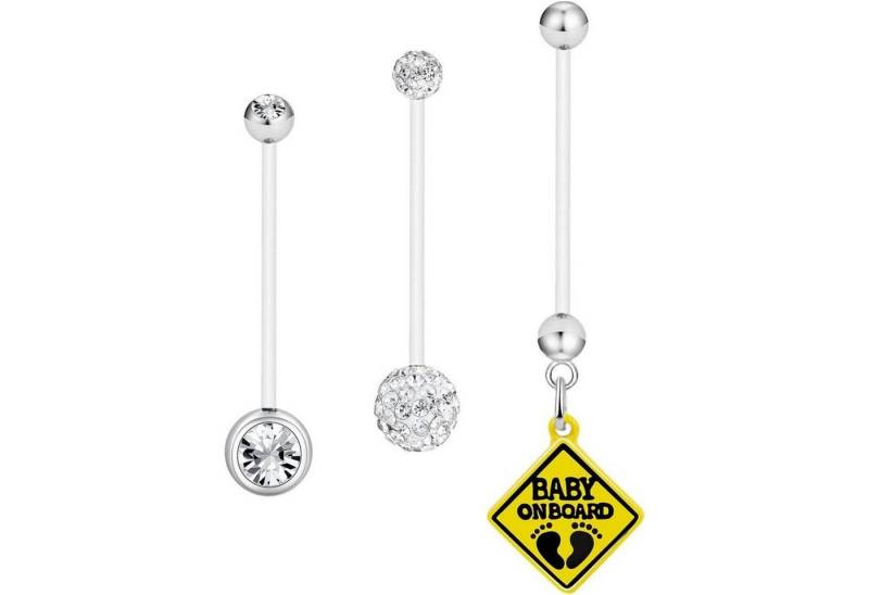 Gojewen Bauchnabelpiercing-Set 3er Schwangerschaftspiercing Flexibel 38mm Kunststoff Bauchnabel Herz von Gojewen
