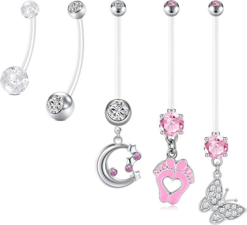 LAURITAMI Bauchnabelpiercing-Set 6er Set Glänzendes Schwangerschaft Bauchnabelpiercing Acryl Bioflex von LAURITAMI