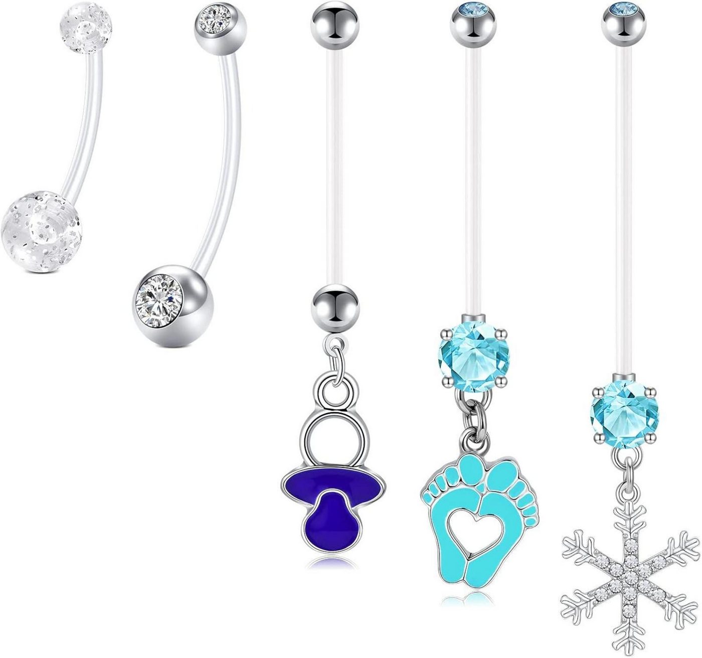LAURITAMI Bauchnabelpiercing-Set 6stk Schwangerschaft Bauchnabelpiercing Acryl UV Bioflex LAURITAMI Bauchnabelpiercing-Set 6stk Schwangerschaft Bauchnabelpiercing Acryl UV Bioflex von LAURITAMI