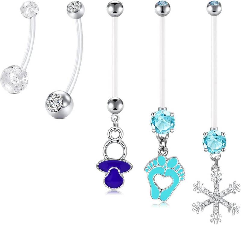 LAURITAMI Bauchnabelpiercing-Set 6stk Schwangerschaft Bauchnabelpiercing Acryl UV Bioflex von LAURITAMI