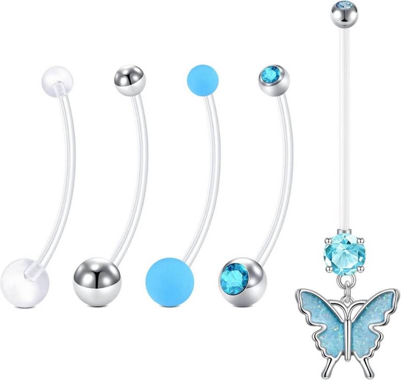 LAURITAMI Bauchnabelpiercing-Set 6stk Schwangerschaft Bauchnabelpiercing Ringe Acryl UV 14mm 32mm von LAURITAMI