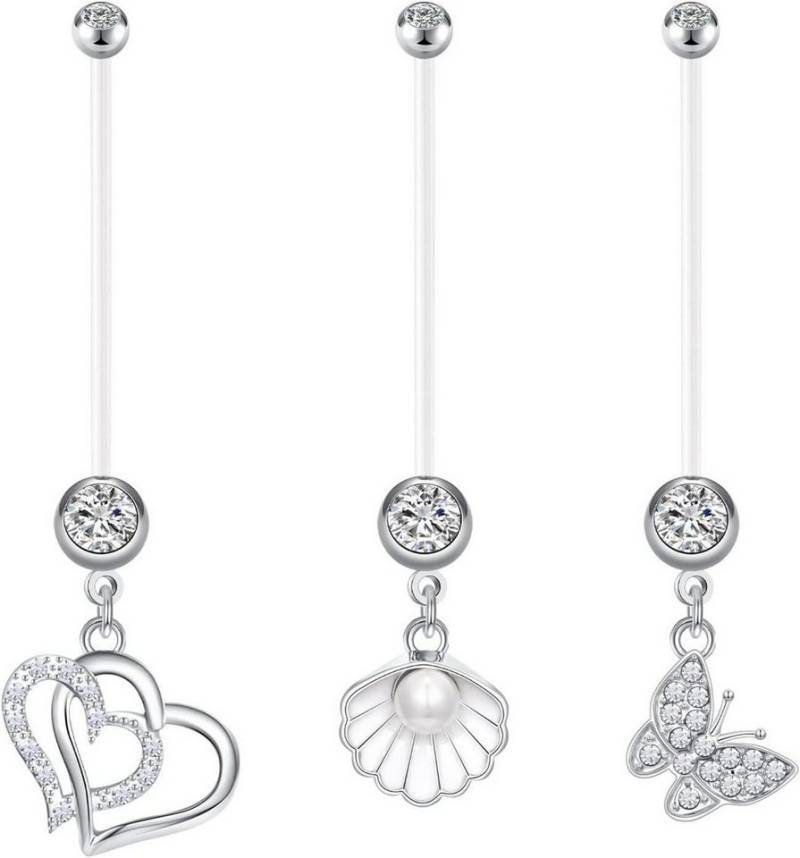 LAURITAMI Bauchnabelpiercing-Set 6stk Schwangerschaft Bauchnabelpiercing Set Acryl UV 14/35mm Piercing von LAURITAMI