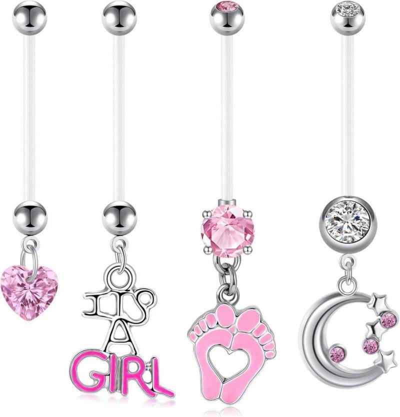 LAURITAMI Bauchnabelpiercing-Set 6x Schwangerschaft Bauchnabelpiercing Set 14G 25mm Acryl von LAURITAMI