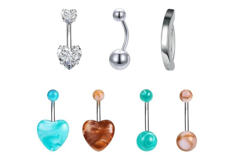 ZS Bauchnabelpiercing-Set 7er Set Marmor Bauchnabelringe Acryl Edelstahl 14g Zirkon Frauen ZS Bauchnabelpiercing-Set 7er Set Marmor Bauchnabelringe Acryl Edelstahl 14g Zirkon Frauen von ZS