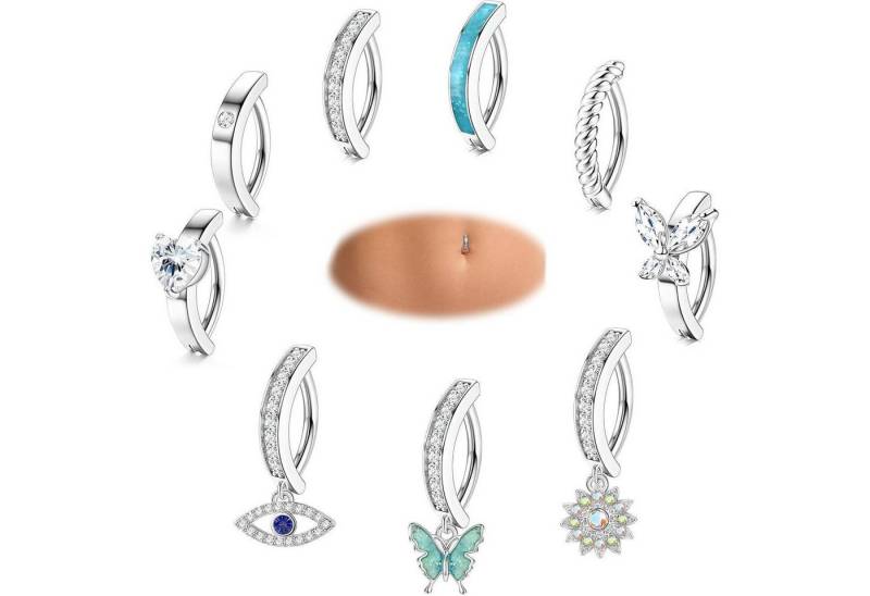 LuxusKollektion Bauchnabelpiercing-Set 9 Stück 14G Chirurgenstahl Bauchnabelpiercing Set Damen CZ von LuxusKollektion