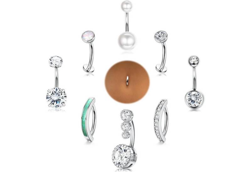 Chriscoco Bauchnabelpiercing-Set 9er Set 14G Bauchnabelpiercing Chirurgenstahl CZ Clicker Ring Chriscoco Bauchnabelpiercing-Set 9er Set 14G Bauchnabelpiercing Chirurgenstahl CZ Clicker Ring von Chriscoco