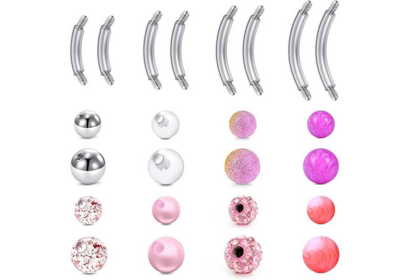 LuxusKollektion Bauchnabelpiercing-Set Bauchnabelpiercing 1.6mm Chirurgenstahl Ersatzkugeln Rosa von LuxusKollektion