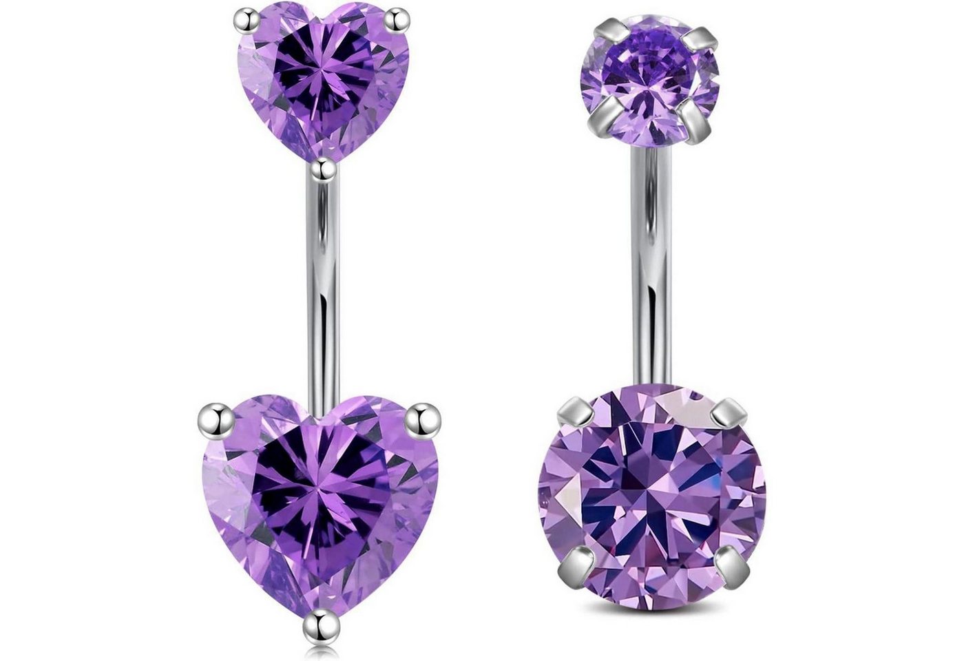 LuxusKollektion Bauchnabelpiercing-Set Bauchnabelpiercing 10mm Gold Chirurgenstahl 14G Damen 2Stück Lila von LuxusKollektion