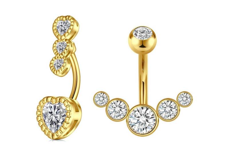 LuxusKollektion Bauchnabelpiercing-Set Bauchnabelpiercing 10mm Gold Chirurgenstahl 14G Damen Stil 3 LuxusKollektion Bauchnabelpiercing-Set Bauchnabelpiercing 10mm Gold Chirurgenstahl 14G Damen Stil 3 von LuxusKollektion