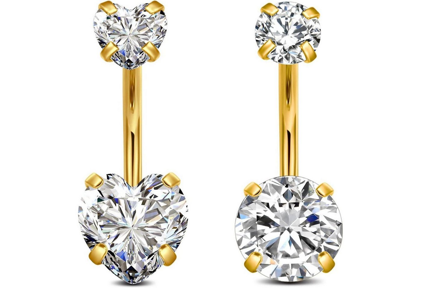 LuxusKollektion Bauchnabelpiercing-Set Bauchnabelpiercing 14G 10mm Chirurgenstahl Silber Damen 2stk Gold -A von LuxusKollektion