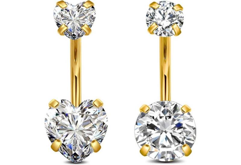 LuxusKollektion Bauchnabelpiercing-Set Bauchnabelpiercing 14G 10mm Chirurgenstahl Silber Damen 2stk Gold -A von LuxusKollektion