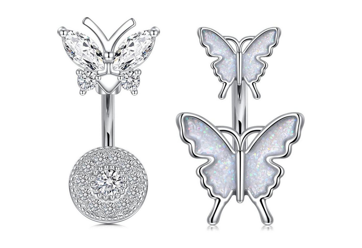 LuxusKollektion Bauchnabelpiercing-Set Bauchnabelpiercing 14G 5stk Chirurgenstahl 2pcs Schmetterling von LuxusKollektion