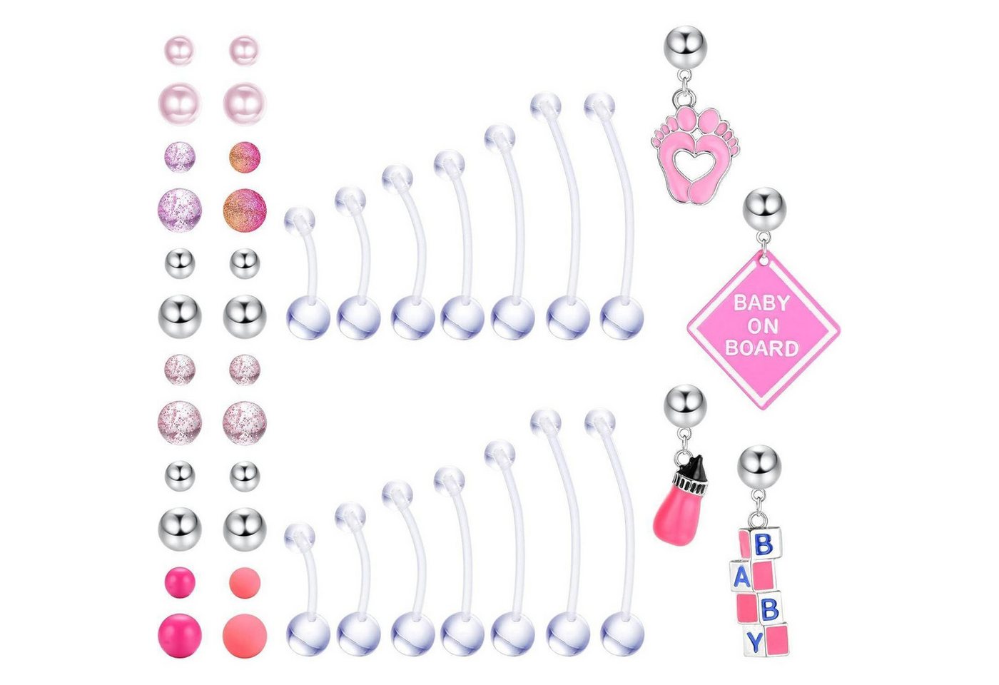 LuxusKollektion Bauchnabelpiercing-Set Bauchnabelpiercing 14G Acryl Schwangerschaft 14 Stück Violett von LuxusKollektion