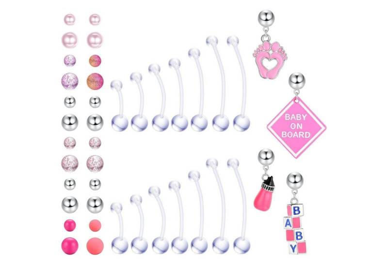 LuxusKollektion Bauchnabelpiercing-Set Bauchnabelpiercing 14G Acryl Schwangerschaft 14 Stück Violett von LuxusKollektion