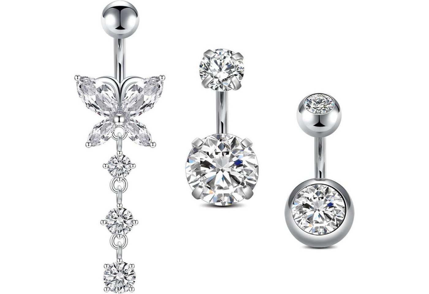 LuxusKollektion Bauchnabelpiercing-Set Bauchnabelpiercing 14G Chirurgenstahl 3stk Schmetterling Baumeln von LuxusKollektion