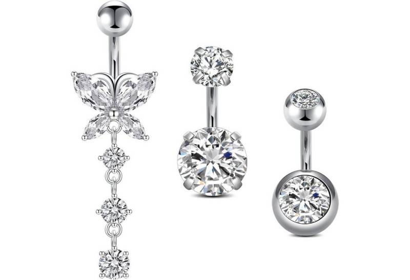 LuxusKollektion Bauchnabelpiercing-Set Bauchnabelpiercing 14G Chirurgenstahl 3stk Schmetterling Baumeln von LuxusKollektion