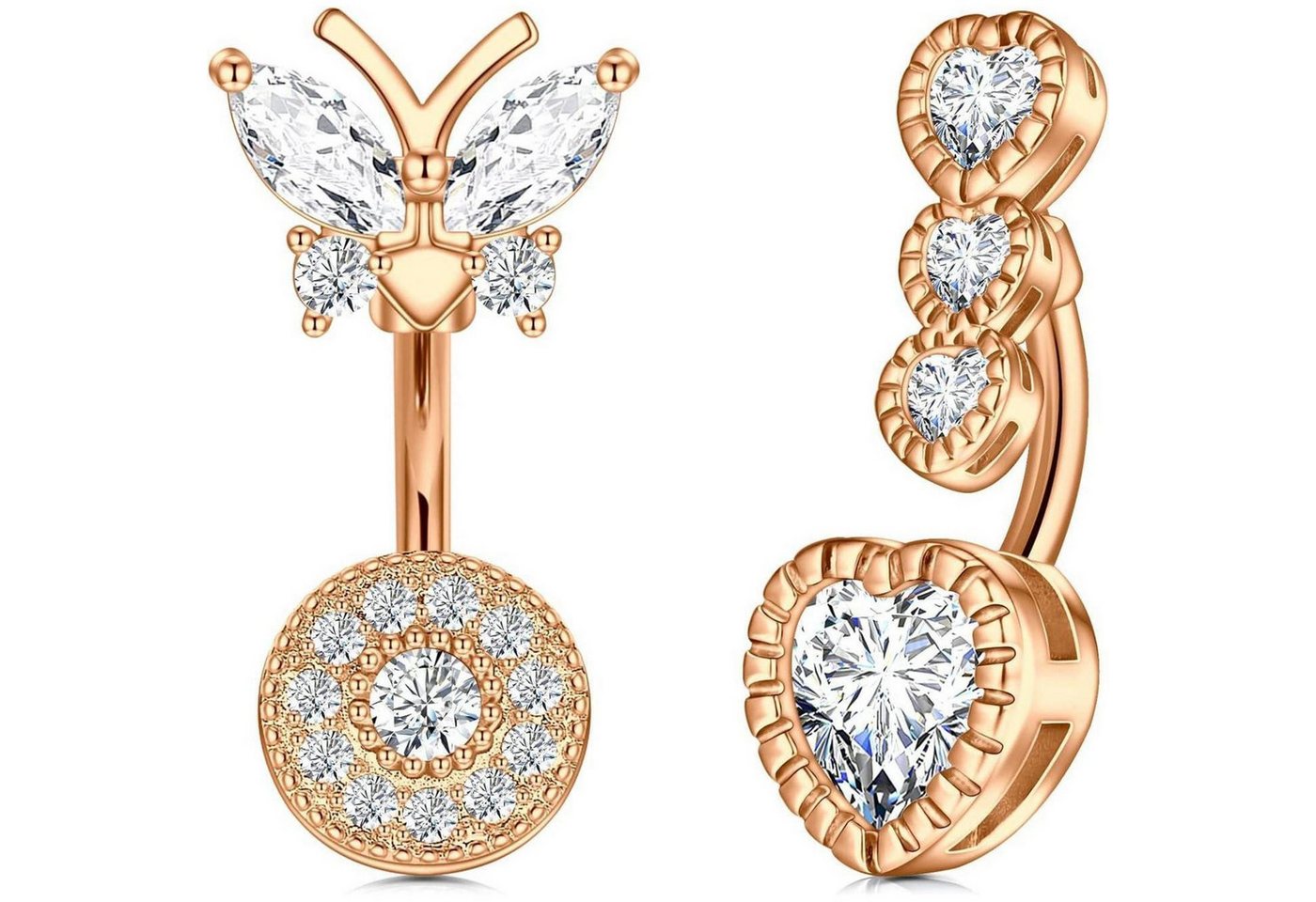 LuxusKollektion Bauchnabelpiercing-Set Bauchnabelpiercing 14G Chirurgenstahl Bananabell 5stk 2stk Rosegold von LuxusKollektion