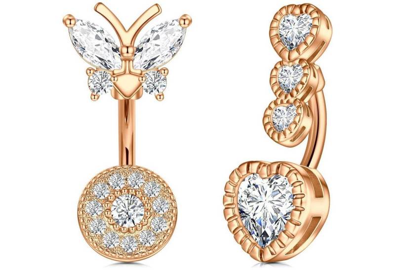 LuxusKollektion Bauchnabelpiercing-Set Bauchnabelpiercing 14G Chirurgenstahl Bananabell 5stk 2stk Rosegold von LuxusKollektion