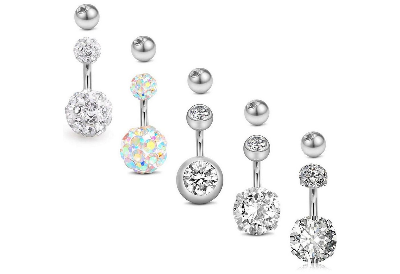 LuxusKollektion Bauchnabelpiercing-Set Bauchnabelpiercing 14G Chirurgenstahl Bananabell 6mm 5stk Silber von LuxusKollektion