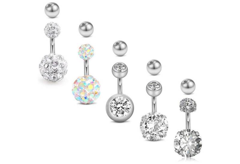 LuxusKollektion Bauchnabelpiercing-Set Bauchnabelpiercing 14G Chirurgenstahl Bananabell 6mm 5stk Silber von LuxusKollektion