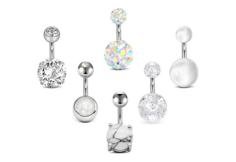 LuxusKollektion Bauchnabelpiercing-Set Bauchnabelpiercing 14G Chirurgenstahl Bananabell 6mm 6stk Silber von LuxusKollektion