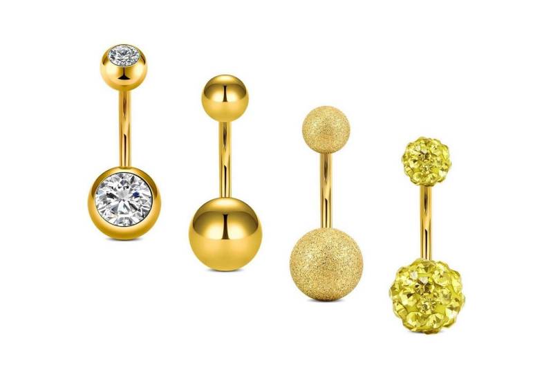 LuxusKollektion Bauchnabelpiercing-Set Bauchnabelpiercing 14G Chirurgenstahl CZ Perle Damen Herren Gold-10mm von LuxusKollektion