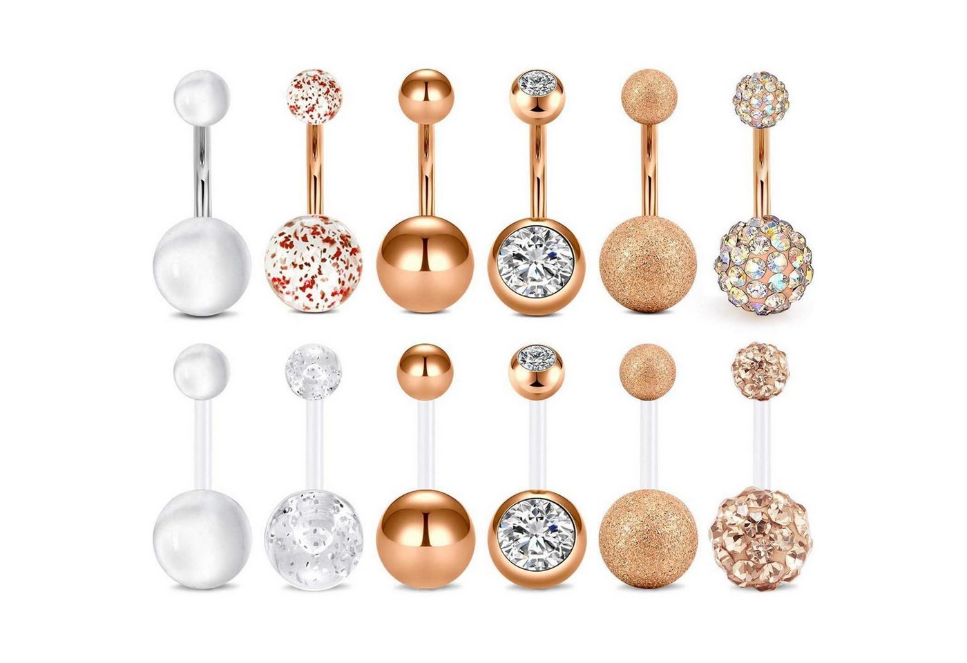 LuxusKollektion Bauchnabelpiercing-Set Bauchnabelpiercing 14G Chirurgenstahl Silber Herz B22 12stk rosegold von LuxusKollektion