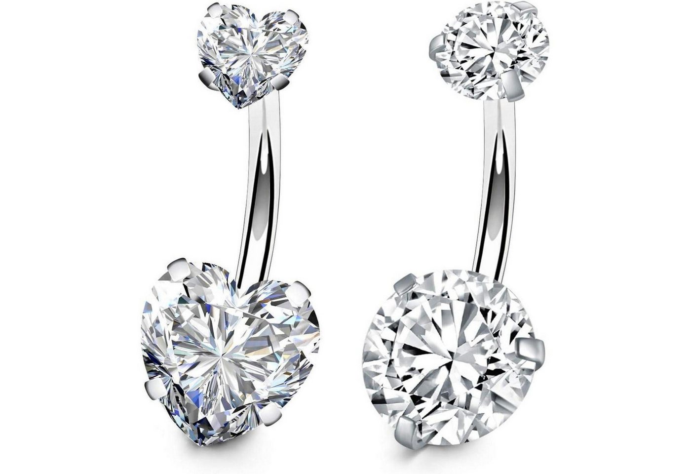 LuxusKollektion Bauchnabelpiercing-Set Bauchnabelpiercing 14G Chirurgenstahl Silber Stein Damen 2er Silber von LuxusKollektion