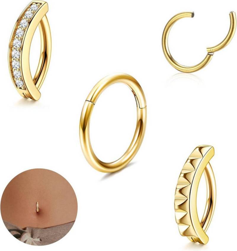 LOLIAS Bauchnabelpiercing-Set Bauchnabelpiercing 14G Clicker Ring Frauen Chirurgenstahl 10/12MM von LOLIAS