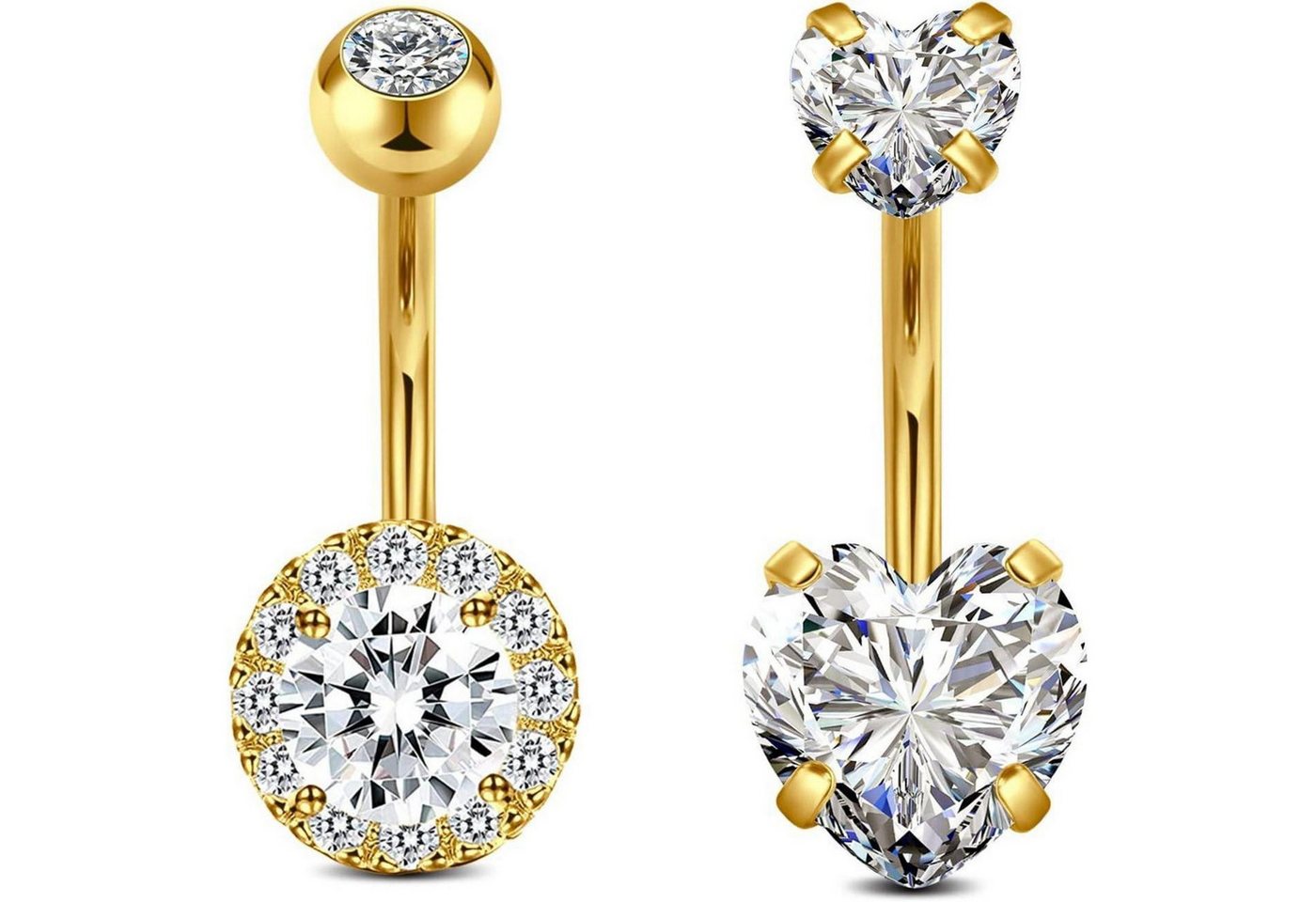 LuxusKollektion Bauchnabelpiercing-Set Bauchnabelpiercing 2Stk 10mm Gold Chirurgenstahl 14G Damen Stil 1 von LuxusKollektion