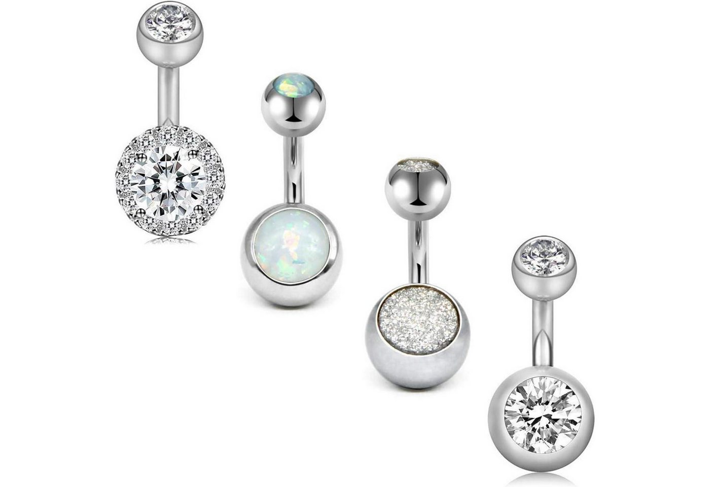 LuxusKollektion Bauchnabelpiercing-Set Bauchnabelpiercing 3stk 14G 6mm Chirurgenstahl Silber Herz Stil 3 von LuxusKollektion