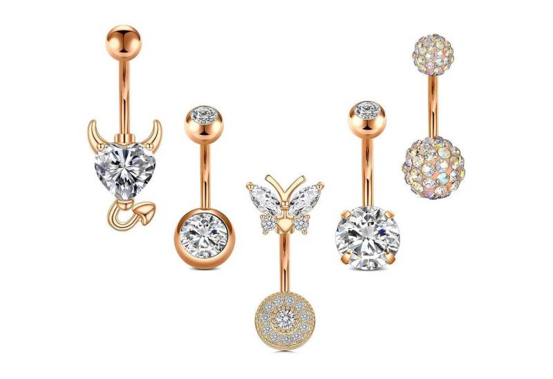 Mayhoop Bauchnabelpiercing-Set Bauchnabelpiercing Chirurgenstahl CZ Kugel 6 12 Stück 14g 10mm von Mayhoop