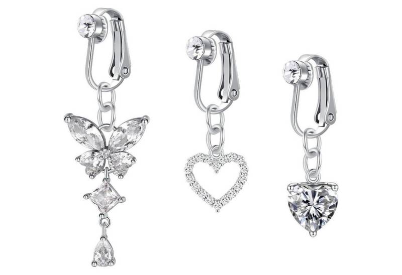LuxusKollektion Bauchnabelpiercing-Set Bauchnabelpiercing Chirurgenstahl Damen Schmetterling Clip Silver 3pcs LuxusKollektion Bauchnabelpiercing-Set Bauchnabelpiercing Chirurgenstahl Damen Schmetterling Clip Silver 3pcs von LuxusKollektion