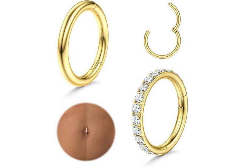 LuxusKollektion Bauchnabelpiercing-Set Bauchnabelpiercing Chirurgenstahl Hoop Bananabells Damen Gold-Hoop LuxusKollektion Bauchnabelpiercing-Set Bauchnabelpiercing Chirurgenstahl Hoop Bananabells Damen Gold-Hoop von LuxusKollektion