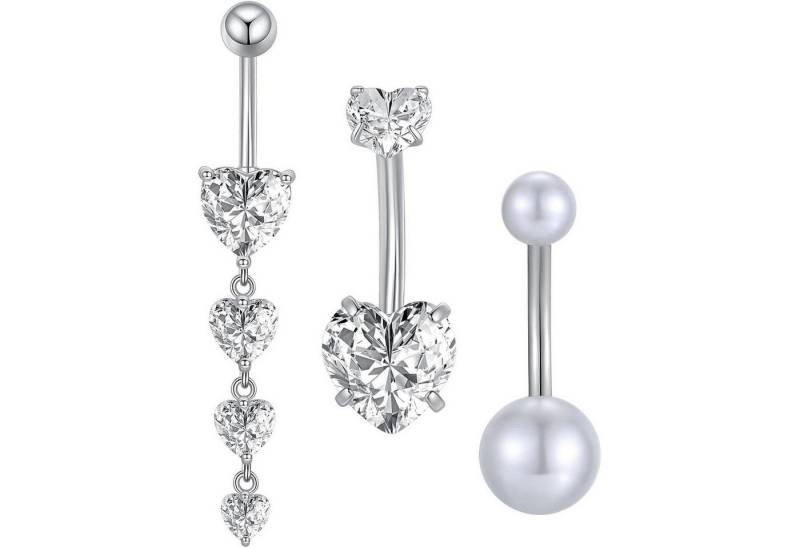 Besyvvin Bauchnabelpiercing-Set Bauchnabelpiercing Chirurgenstahl Schmetterling Herz Anhänger 10mm von Besyvvin