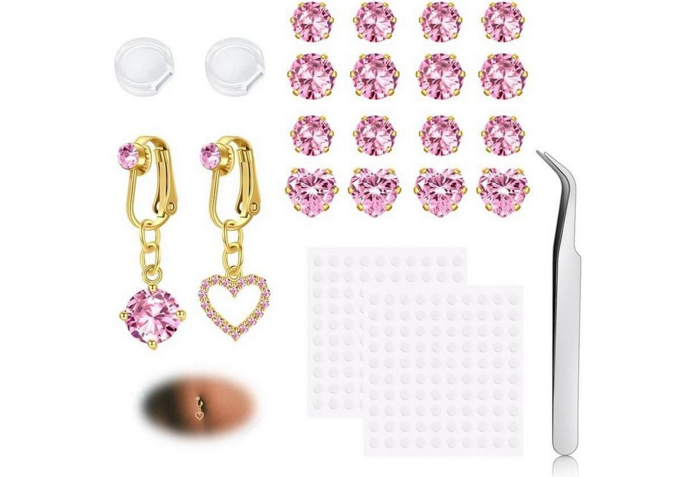 LuxusKollektion Bauchnabelpiercing-Set Bauchnabelpiercing Damen Fake Silber Schmetterling Clip On A-gold von LuxusKollektion