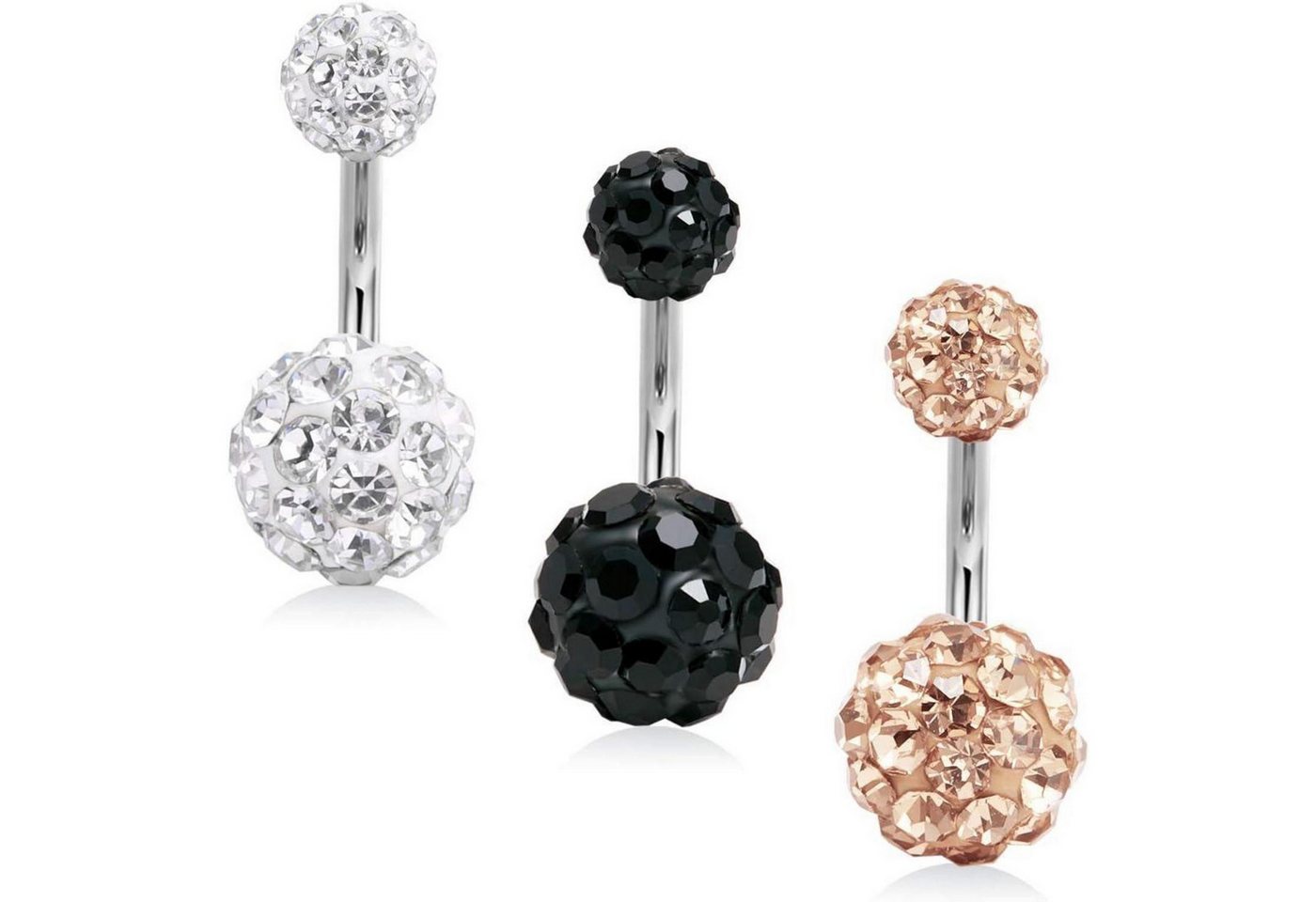 LuxusKollektion Bauchnabelpiercing-Set Bauchnabelpiercing Ersatzkugeln Chirurgenstahl 1.6mm Curved 8mm 3stk von LuxusKollektion