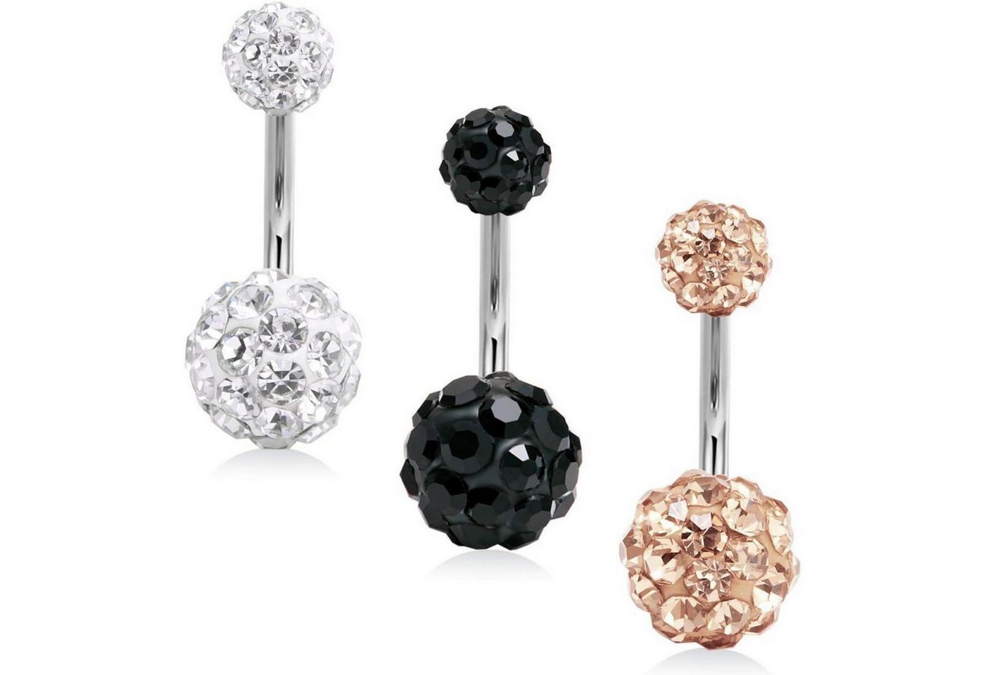 LuxusKollektion Bauchnabelpiercing-Set Bauchnabelpiercing Ersatzkugeln Gewinde 1.6mm Chirurgenstahl 10mm 3stk von LuxusKollektion