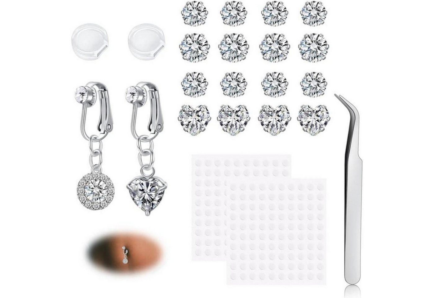 LuxusKollektion Bauchnabelpiercing-Set Bauchnabelpiercing Fake Damen Chirurgenstahl Silber Herz A-sliver von LuxusKollektion