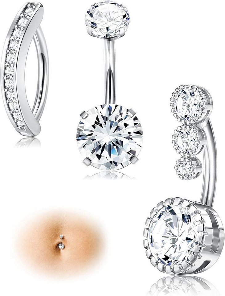 JeryWe Bauchnabelpiercing-Set Bauchnabelpiercing Set 14G 2-3 Stück CZ Opal Chirurgenstahl JeryWe Bauchnabelpiercing-Set Bauchnabelpiercing Set 14G 2-3 Stück CZ Opal Chirurgenstahl von JeryWe