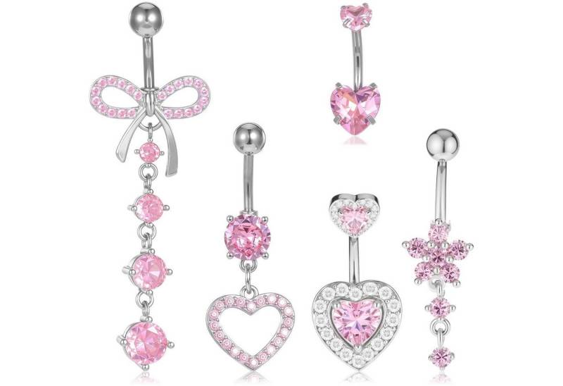 LuxusKollektion Bauchnabelpiercing-Set Bauchnabelpiercing Set 5pcs Edelstahl Schmetterling Herz Blume Damen von LuxusKollektion
