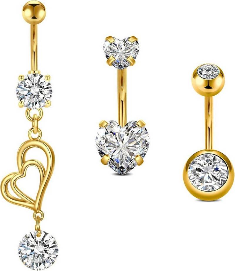 Crdifu Bauchnabelpiercing-Set Bauchnabelpiercing Set Chirurgenstahl 10mm Silber Stein Perle 14G von Crdifu