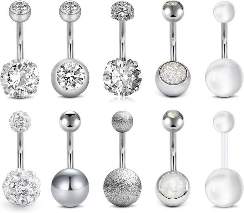 D.Bella Bauchnabelpiercing-Set Bauchnabelpiercing Set Chirurgenstahl CZ Bauchnabel Piercing 14G von D.Bella