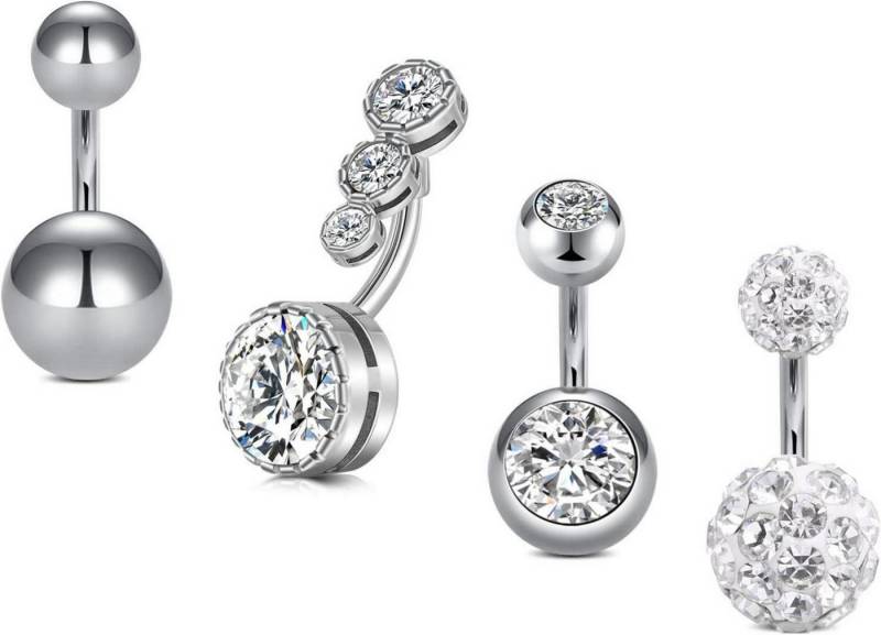 Mayhoop Bauchnabelpiercing-Set Bauchnabelpiercing Set Chirurgenstahl Marmor Opal 14G 4er Pack von Mayhoop