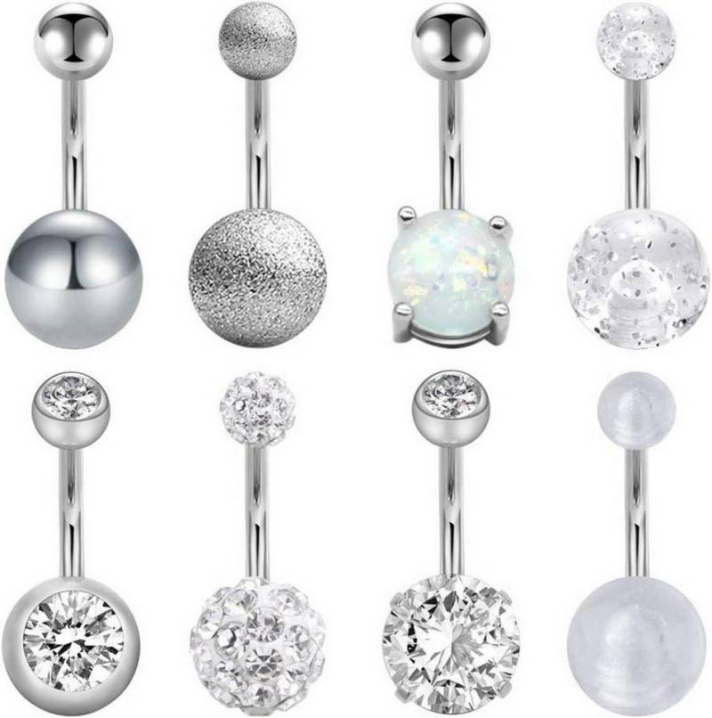 Mayhoop Bauchnabelpiercing-Set Bauchnabelpiercing Set Chirurgenstahl Marmor Opal 8 Stück 14G von Mayhoop