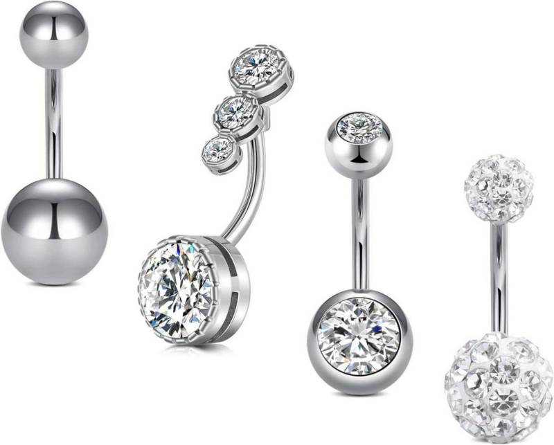 Mayhoop Bauchnabelpiercing-Set Bauchnabelpiercing Set Chirurgenstahl Marmor Opal Silber Rosegold 4er von Mayhoop
