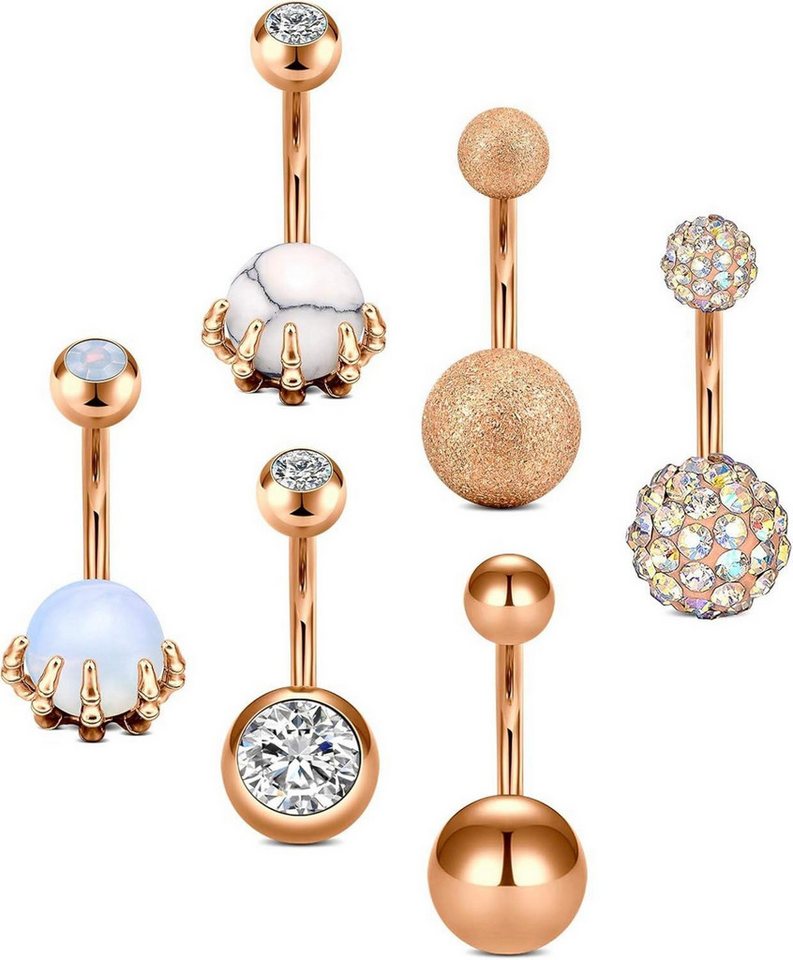 D.Bella Bauchnabelpiercing-Set Bauchnabelpiercing Set Chirurgenstahl Zirkonia Diamant 6er Piercing von D.Bella